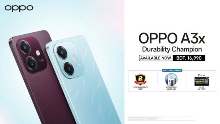 বাংলাদেশের বাজারে এসেছে ‘ডিওরেবিলিটি চ্যাম্পিয়ন’ অপো এ৩এক্স