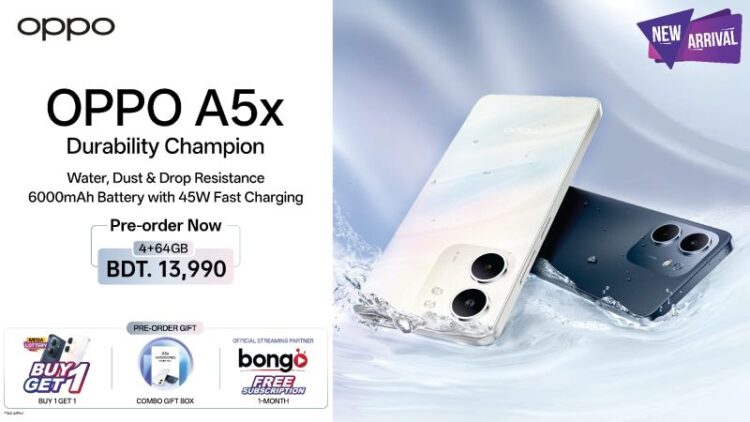 সাশ্রয়ী মূল্যে বাজারে এলো ‘ডিউরাবিলিটি চ্যাম্পিয়ন’ অপো ‘এ৫এক্স’