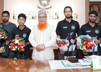 চুয়েটে ‘গ্লোবাল স্পেস চ্যালেঞ্জ ২০২৫’-এর জয়ী টিম এসরোকে সংবর্ধনা