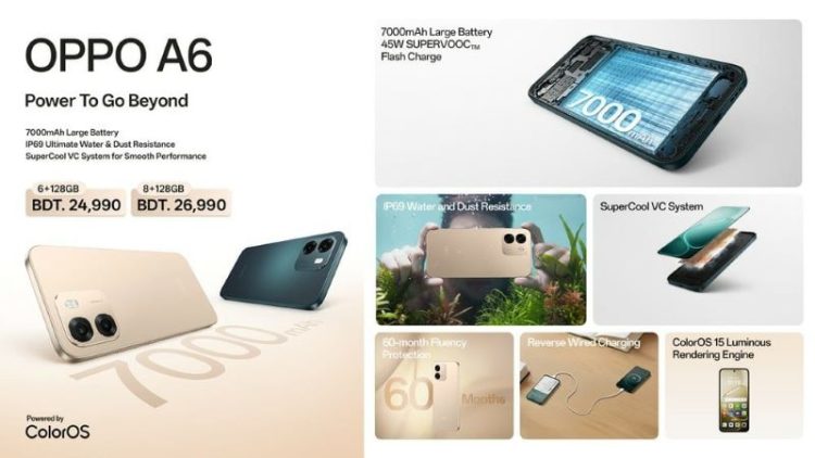 শক্তি, সক্ষমতা ও পারফরম্যান্সে এগিয়ে রাখতে অপো এ৬ উন্মোচিত