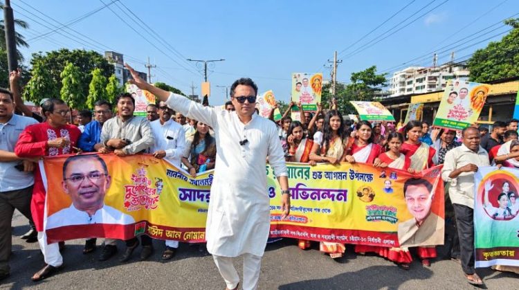 প্রধানমন্ত্রীর আগমন উপলক্ষে সনাতনীদের নিয়ে সাঈদ আল নোমানের আনন্দ মিছিল